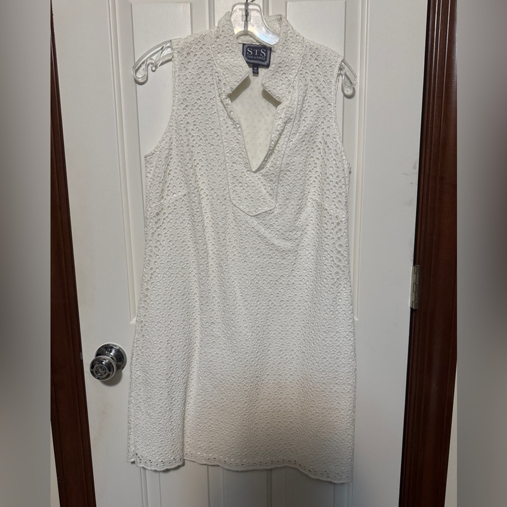 STS White Sleeveless eyelet Dress NWOT tags size M